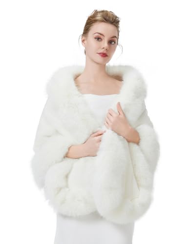 BEAUTELICATE Kunstpelz Schal Stola Bolero Damen Für Frauen Hochzeit Abend Braut Brautschal Brautstola, Elfenbein, Einheitsgröße - Elfenbein - Gr. one_size BEAUTELICATE Kunstpelz Schal Stola Bolero Damen Für Frauen Hochzeit Abend Braut Brautschal Brautstola, Elfenbein, Einheitsgröße - Elfenbein - Gr. one_size