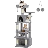 hauskatzen beschäftigen 136 cm hoch, grenzenloser Kletterspaß: Mit der Gesamthöhe von 136 cm ist der Kratzbaum perfekt für Katzen, die gerne auf und ab klettern. Ihre Katzen können frei durch die Wohnungen gehen, auf die Plattform springen, in der geräumigen Hängematte schlafen oder über den Pfosten auf die oberste Sitzstange klettern. Die Bedürfnisse des Kratzens, Kletterns, Schlafens und Trainierens konnten voll und ganz befriedigt werden!