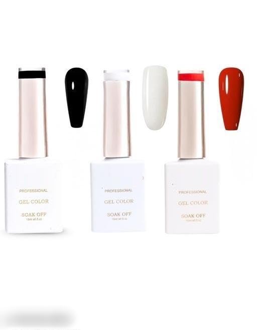 Gel Color Nail Paint White Black and Red Set of 3 | Soak Off, 15ml Each-image-42