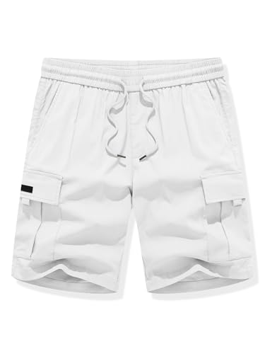 Image of JMIERR Men's Casual Stretch Cargo Shorts | Drawstring Elastic Waist, Multi Pockets, Summer Work Short, Classic