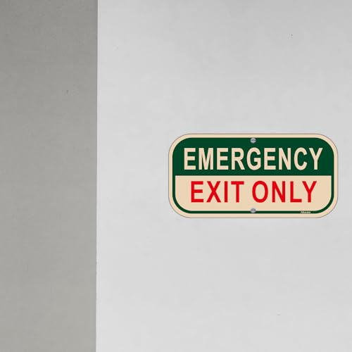 Emergency Exit Only Signs 12 x 6 Inches Exit Only Sign Emergency Sign for Door Rust-Free Aluminum Exit Sign, Weatherproof, Easy to Install, Indoor or Outdoor Use, 2 Pack - Thumbnail 7