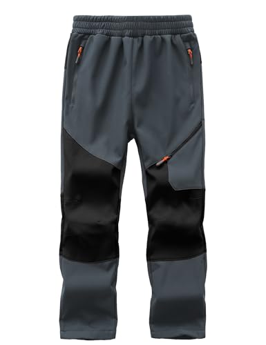 Image of Kids Winter Pants Fleece Lined Waterproof Boys Ski Pants Thermal Outdoor Softshell with Zipper Pockets
