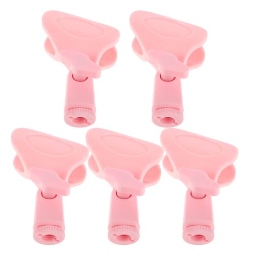 SUPVOX 5pcs Microphone Holder: Universal Plastic Mic Spring Clip with Adjustable Knob for Straight Broadcasting Stands - for Recording, Streaming, Podcasting, and Live Shows, Pink