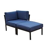 LOKATSE Home 2 Piece Corner & Armless Sofa Outdoor Furniture Sectional Couch Set Patio Loveseat