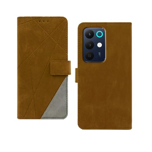 Image of amazon basics Realme 15X 5G Flip Cover | Card Pockets Wallet & Stand | Flip Cover for Realme 15X 5G (Brown with Grey)