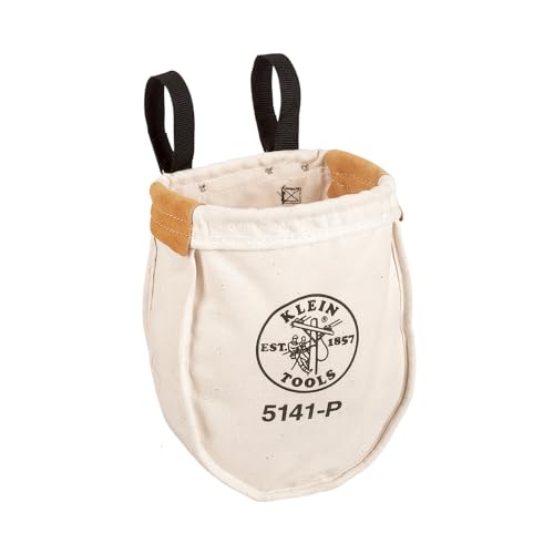 Klein Tools 5141P Heavy Tool Bag, No. 8 Canvas Utility Bag, Reinforced with Tough Tanned Leather, Loop Belt Connection