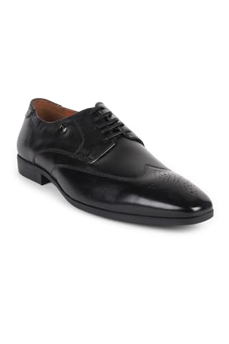 Image of Louis Philippe Men Premium Leather Breathable Lining Material Anti Slip with Heel TPR Sole Formal Derby Shoes
