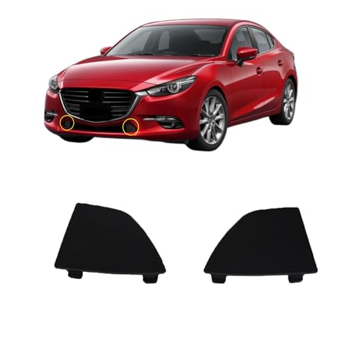 OEMASSIVE Fit for Mazda 3 2017-2018 Front Bumper Two Hook Cover 2PCS Front Left & Right Trailer Hook Eye Cover Black B63B-50-101 B63B-50-102
