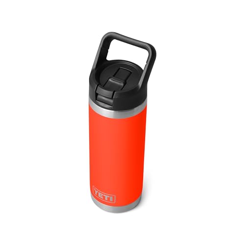 Image of YETI Rambler 18 oz Bottle, Vacuum Insulated, Stainless Steel with Color Matching Straw Cap, Solar Flare