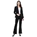 Lamgool Women Pantsuit Dressy Silver Thread Velvet 2 Piece Suit Set Blazer and Flared Pants (Black, Large)