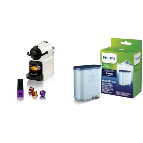 NESPRESSO Krups Inissia XN1001 Kapselmaschine & Philips AquaClean Kalk- und Wasserfilter für Espressomaschine, Kein Entkalken bis 5000 Tassen, Einzelpack