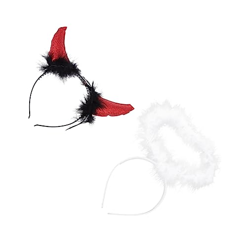 SKISUNO 2 Piezas Diademas de Cuernos y de Halloween Accesorios de Disfraz de Ángel y Ligero y Duradero para y Fiestas Temáticas