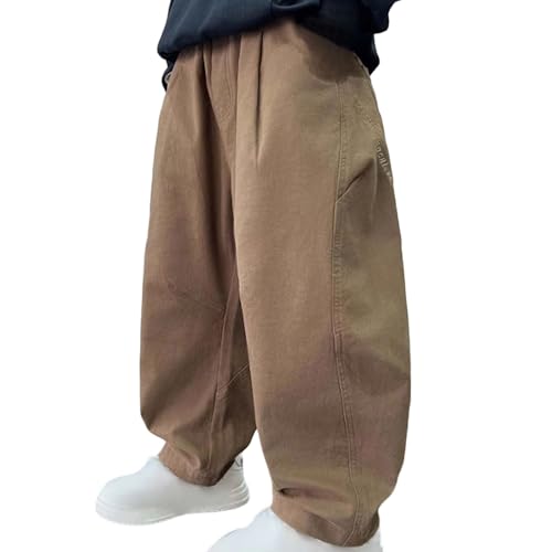 Kids Baggy Pants Boys Elastic Waist Trendy Cargo Trousers Teenagers Boys Work with Pocket Stretchy Comfy School Outdoor Casual Streetwear Joggers