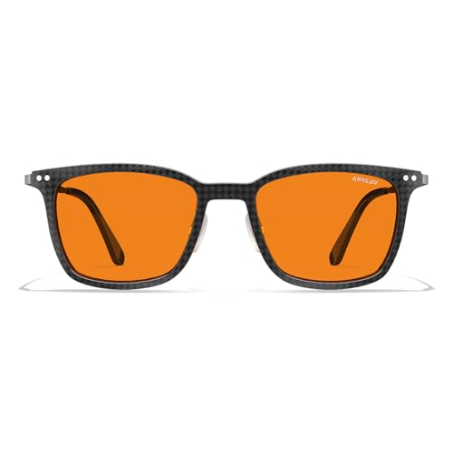 Image of ANYLUV Blue Light Glasses Men, Stylish Square Carbon Fiber Eyewear, Anti Eyestrain, Lightweight Mens Computer Gaming Glasses