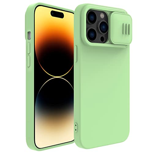 CloudValley Cover per iPhone 14 Pro, Custodia in Silicone Ibrida con Protezione Scorrevole per Fotocamera, Antiurto Militare Anti-Graffio per iPhone 14 Pro 6.1'',(Verde)