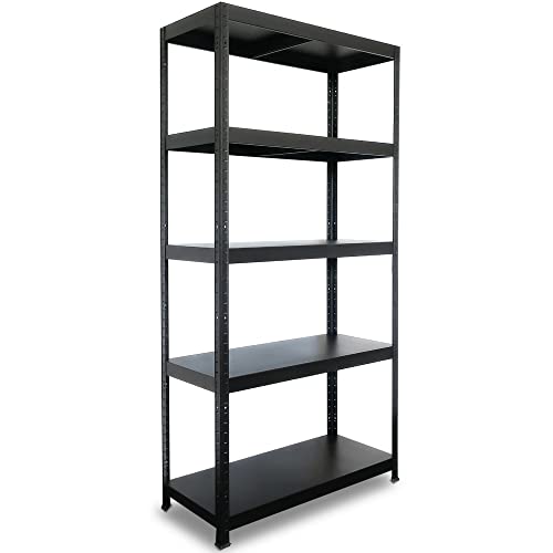 HEMMDAL Schwerlastregal - HxBxT 180 x 90 x 40 cm - Schwarz - 650 kg Tragkraft - Steckregal mit 5 Böden - 130 kg Fachlast - Made in EU - stabiles Metallregal - Einfache Montage - für Werkstatt & Lager