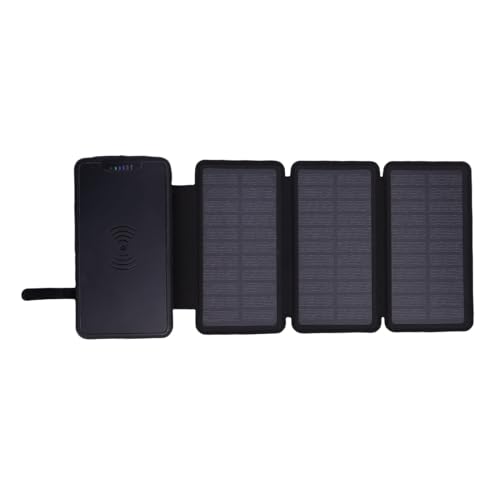 CHICIRIS Solar Charger Power Bank 20000mAh Alta Capacidad, Cargador Portátil con Luces LED, Carga de Múltiples Dispositivos, Diseño Portátil, Eficiencia de Carga Mejorada (Black)