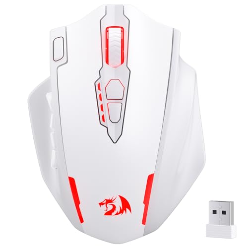 Image of Redragon M913 MAX Wireless Gaming Mouse, 26000 DPI MMO Optical Mouse with 16 Programmable Buttons, BT & 2.4G Wireless, Software Supports DIY Keybinds, White