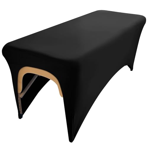 KIDOACOW Black Lash Bed Cover Massage Table Cover Protector with Cut-Out for Leg Room Stretch Rectangular Table Cover for 6FT Eyelash Extension Bed/Spa Bed/Message Bed(Strong Elasticity)