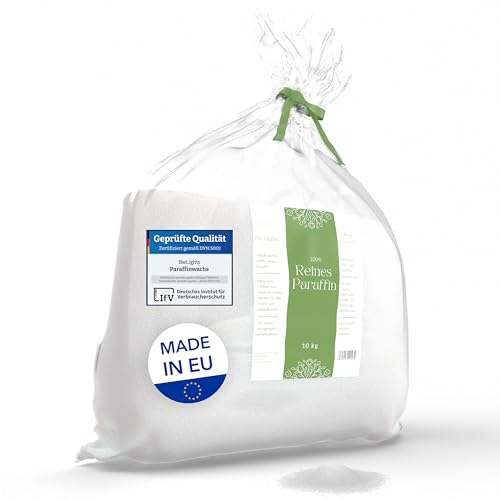 BwLights - Cera di paraffina di alta qualità in varie dimensioni (10 kg) di colore bianco | Pellet di cera da sciogliere per creare la tua candela | 100% paraffina