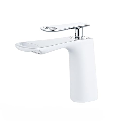 Basin Faucet Water Tap Bathroom Faucet Solid White Black Red Brass Chrome Gold Finish Single Handle Water Sink Tap Mixer