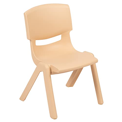 Emma + Oliver 2 Pack Natural Plastic Stackable School Chair With 10.5" H Seat, Preschool Chair #TOP25
