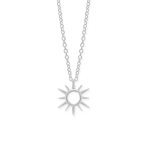 Boma Jewelry Sterling Silver Sunburst Sun Open Circle Necklace, 18 Inches