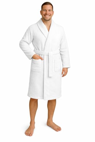 روب طويل من الفرو بغطاء راس للرجال من اسطنبول موديل (ابيض، X...