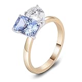 Lirzxin Anillos de boda para mujer, anillo de compromiso de 14 quilates elegante zafiro sintético rectangular de 1 ct - 3 ct y moissanita a gota anillos vintage mujer oro amarillo para promesa, 11