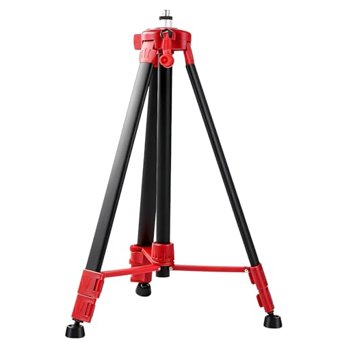 Risegun Trépied Spirit Level, trépied télescopique réglable de 1,5 m pour outil de mesure laser à nivellement automatique (noir et rouge)
