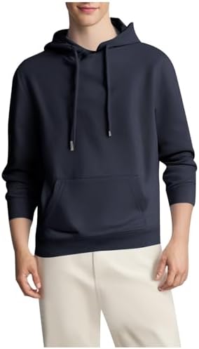 Mens Hoodies Lightweight Fashion Fleece Lined Hooded Sweatshirt Long Sleeve Gym Casual Pullover With Kangaroo Pocket Winter Jackets Navy 3X-Large