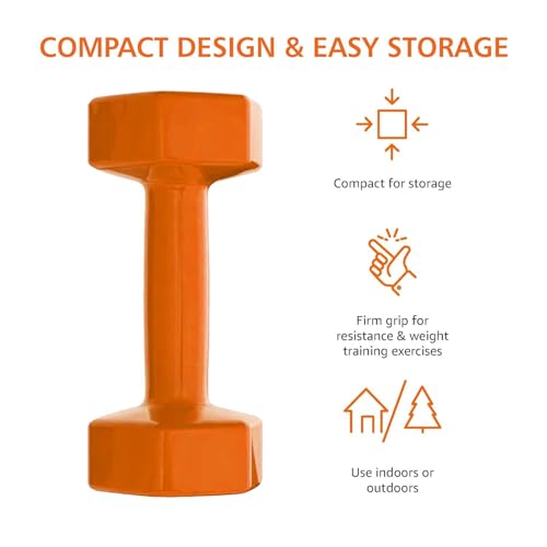 Image of Amazon Basics Vinyl Fixed Dumbbell Pair, 2 x 4Kg, Orange