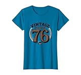 Vintage 76 Limited Edition Birthday Gift Retro Nostalgia T-Shirt, Women, Sapphire Blue