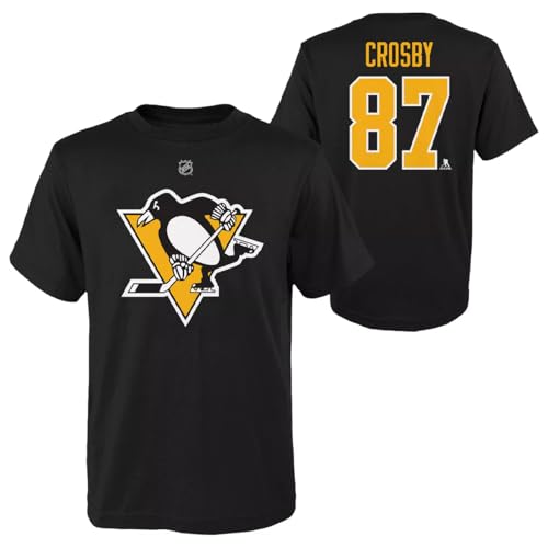 Outerstuff Sidney Crosby Pittsburgh Penguins #87 Youth Size Player Name & Number T-Shirt (Black, Youth Small-8)