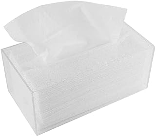 Acrylic Tissue Box Holder, Clear Tissue Box Dispenser for Facial Tissue, Napkins, Dryer Sheets. Perfect Cover for Bathroom, Desks, Countertops, Vanity, Bedroom, Night Stands (Rectangle, Marble)
