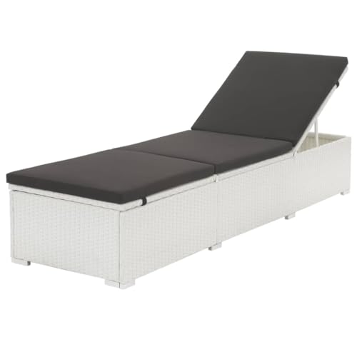 SKM Tumbona con cojín Negro ratán sintético,Mobiliario,Muebles de jardín,Asientos de Exterior,Tumbonas,18.4 kg,317107