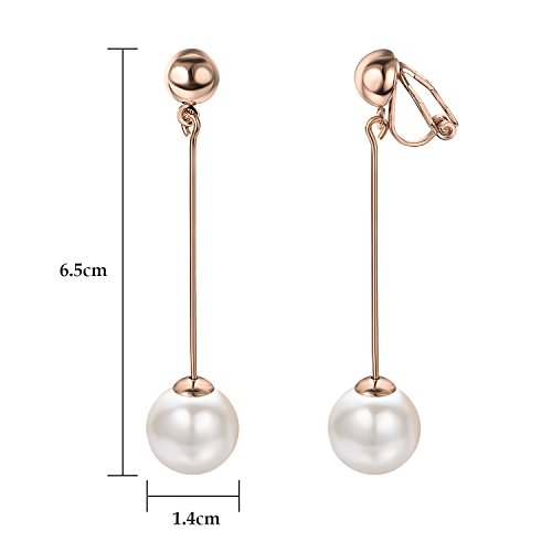 Yoursfs Long Bar Clip-ons Earrings for Women Gold Color Non Pierced Ears Simple Threader Earrings