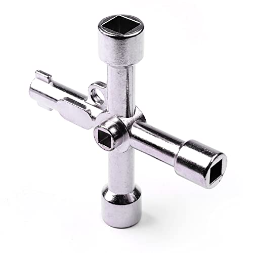 Atoplee 4-Way Multi-Functional Utilities Key, Stainless Steel Triangle/Square Universal Cross Triangle Water Key For Faucet,Gas Meter,Valve,Spigots,Electrical Cabinet Opening #TOP6