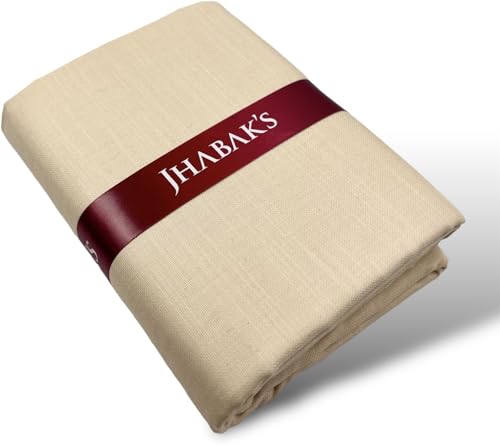 Image of JHABAK'S Men's 100% Pure Cotton Unstitched 1.7 Meters Shirt Piece - 3.25 Meters Suit Fabric Set with Cufflinks (Multicolour, All Weather Fabric, Attractive Box)
