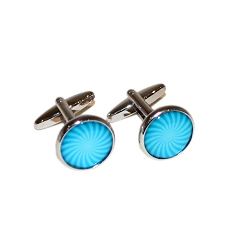 Mancuernillas para hombre con diseño turquesa redondo miniatura 1