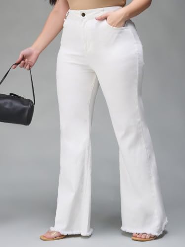 Image of Miss Chase A+ Women's Wide-Leg Mid Rise Regular Length Blast Effect Denim Jeans