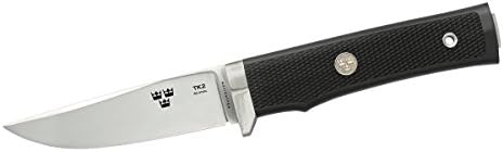 Fallkniven TK2 Fine Edge Fixed Blade Knife with Leather Sheath, Black