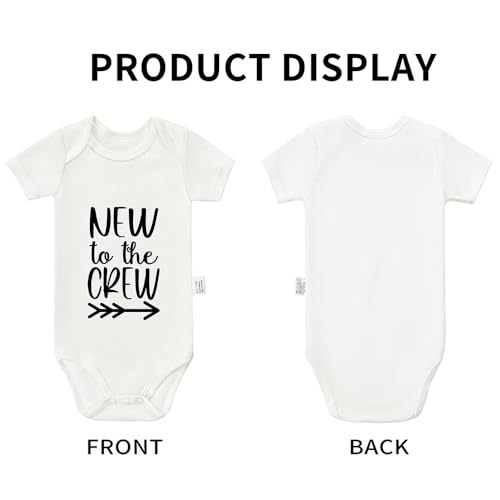 Funny New to the Crew Bodysuits, Toddler Boy Girl Newborn Cotton Romper Short Sleeve Jumpsuit Outfits 0-24 Months2