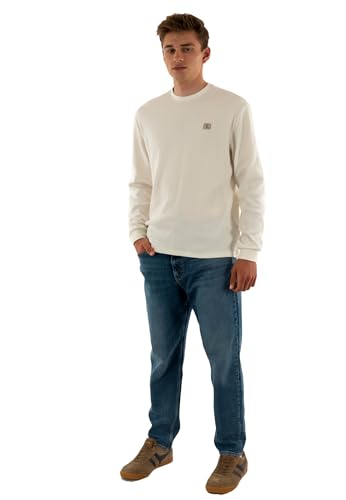 Camiseta de manga larga Calvin Klein Waffle Badge tee en color beige tofu y talla XL con cuello redondo