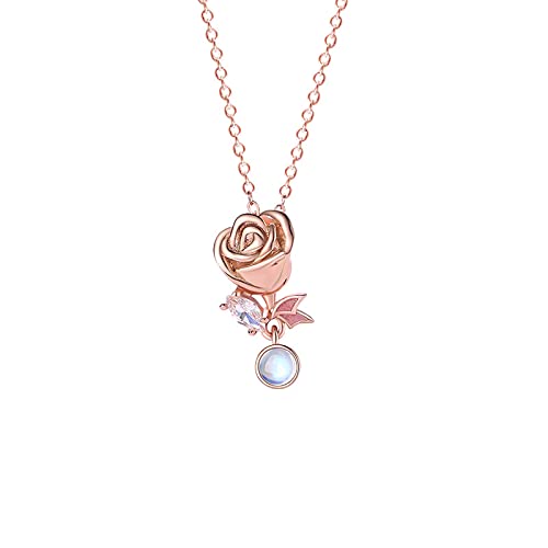 Collier Moonstone fleurs argent S925, le cadeau d'anniversaire idéal pour femme et ado