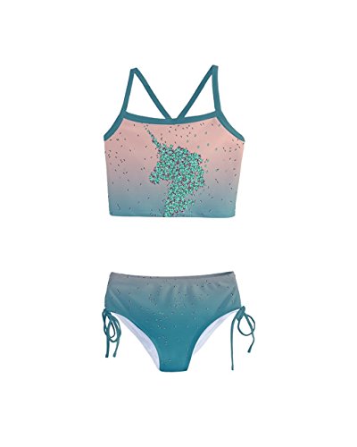 PattyCandy Girls Whale Shark Owls Heart & Face Pattern Tankini Swimsuit Two Piece Set Size 2-16