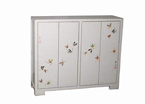 Fine Asianliving Chinese Schoenenkast met Vlinders Wit Chinese Kast Meubels Chinese Kasten Oosterse Meubelen Stijl SH14N-011
