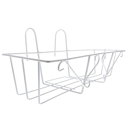 Happyyami 1 Pc Portafiori in Ferro Mensola Ringhiera Patio Deck Impianto Fioriera Balcone Appeso Cremagliera Del Fiore Metallo Bianca Ferro Battuto Pianta in Vaso Ringhiere in Ferro