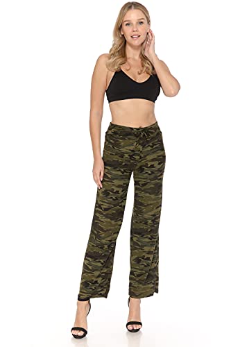 Image of Leggings Depot Women's Wide Leg Drawstring Pajama Pants for Lounge, Sleep | Soft, Breathable Poly-Span, Drawstring Waist, Comfy, Casual, Yoga, Everyday