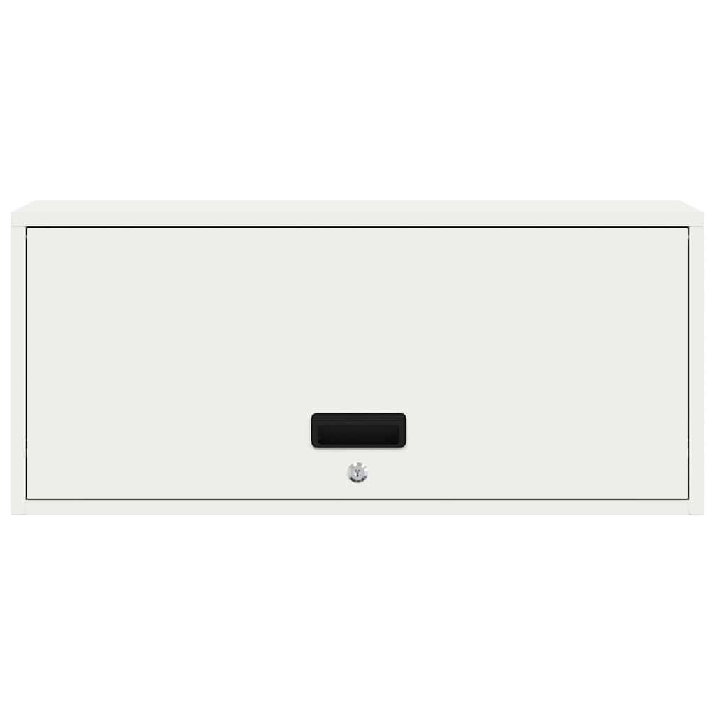Armario de pared para garaje blanco 33 x 80 x 35 cm | Acero recubierto de polvo, bloqueable, puerta abatible, manija empotrada, montaje en pared